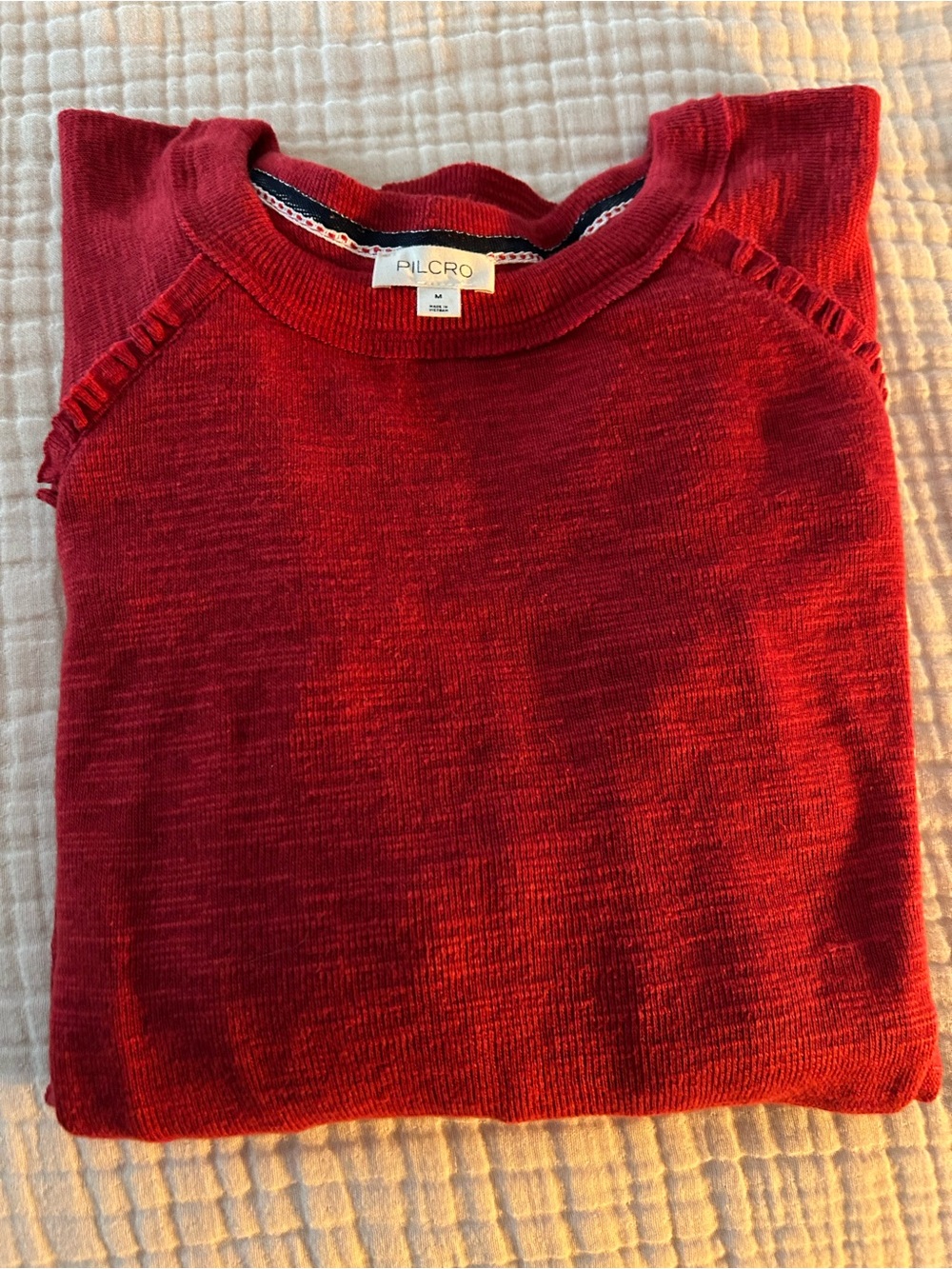Pilcro Red Crewneck Sweater-Anthropologie